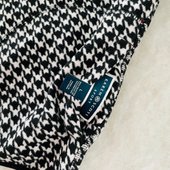 Karen Scott Womens Black White Reversible Houndstooth Classic Full Zip Vest Sz L - Picture 6 of 9